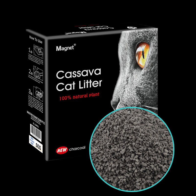 Charcoal cassava cat litter