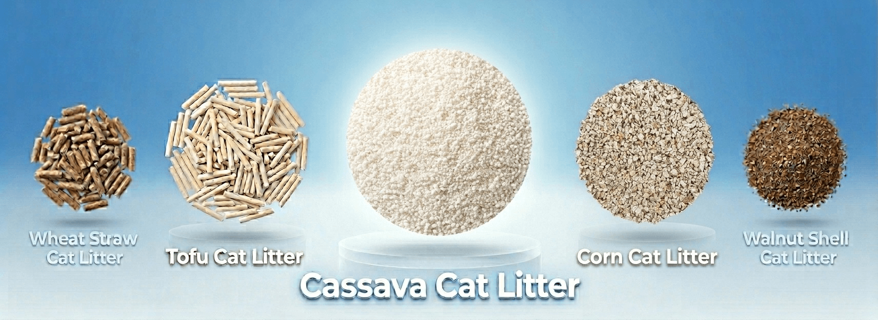 Tofu, cassava, corn, wheat cat litter