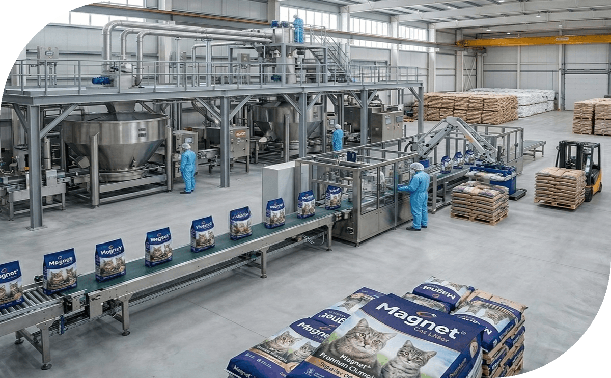 Cat litter manufacturing factory