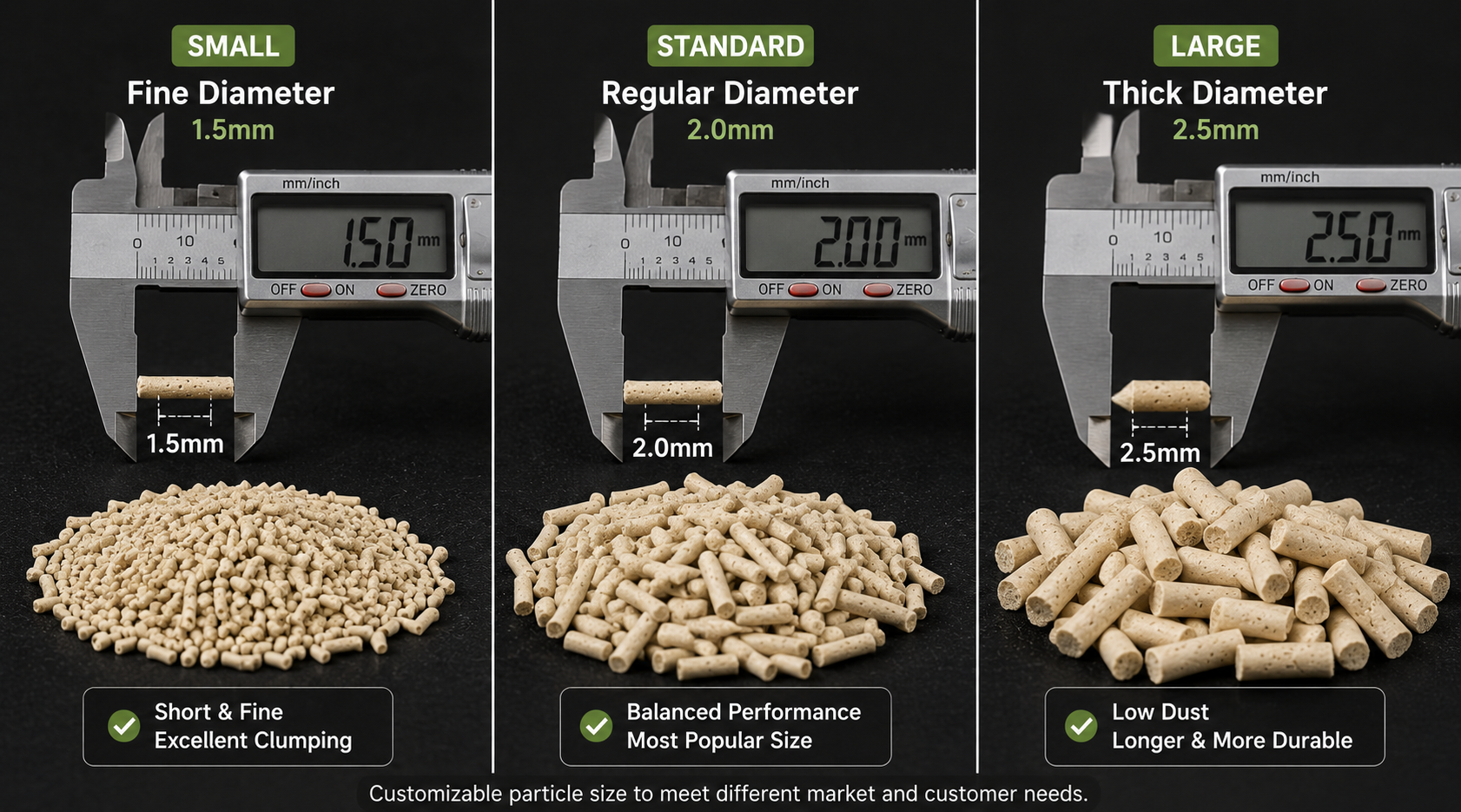 Tofu cat litter pellet diameter options available in a private label OEM program
